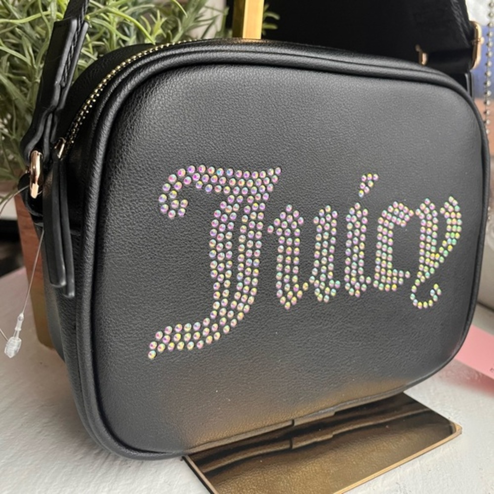 Juicy Couture Obsession Camera Crossbody Bag Black Rhinestone NWT